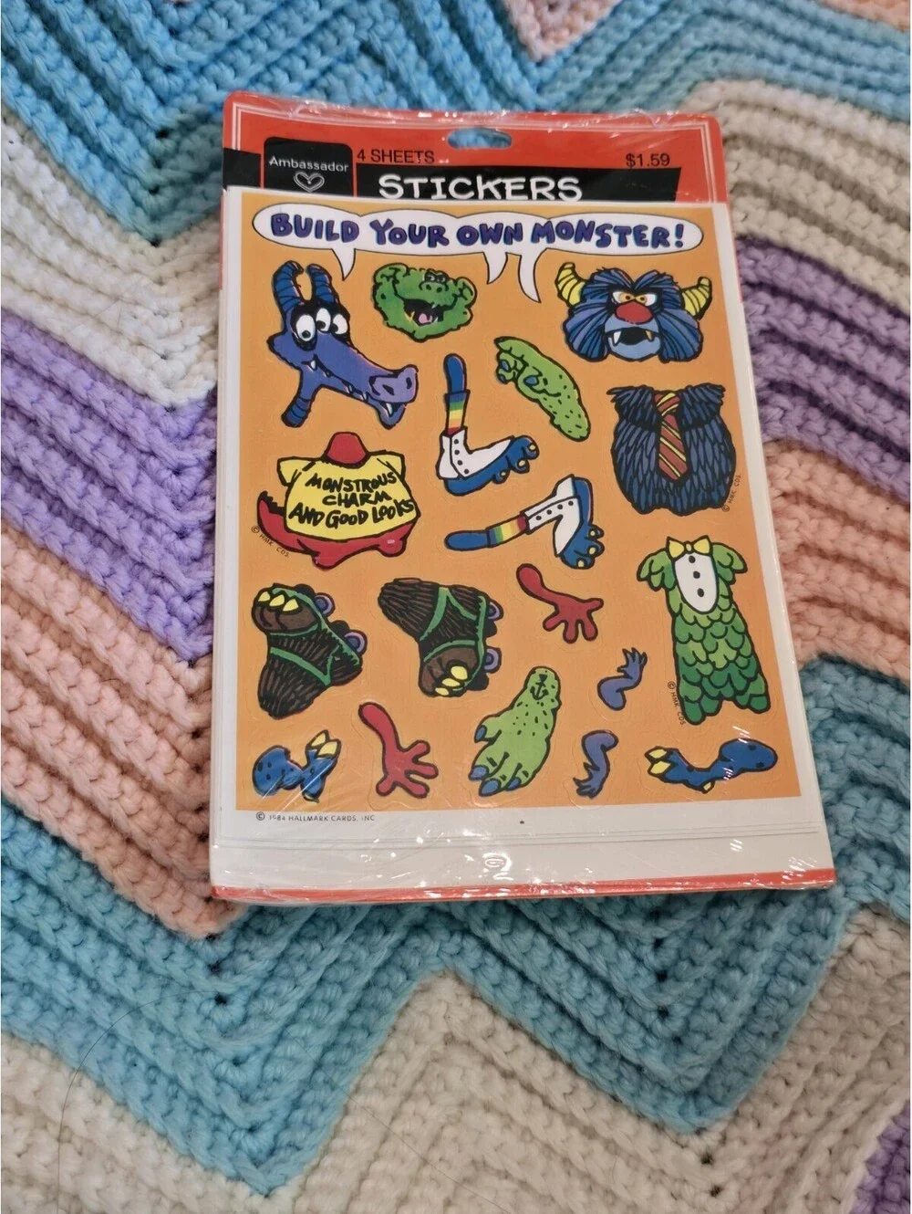 Vintage NOS 1984 Hallmark Ambassador Stickers Build Your Own Monster Halloween